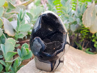 Polished Septerye Sauvage "Dragons" Standing Geodes x 2 From Mahajanga, Madagascar