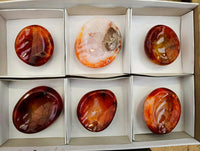 Polished Carnelian Agate Gemstone Bowls x 6 From Madagascar