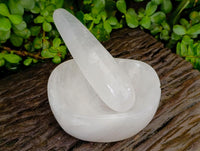 Polished Clear Quartz Mortar And Pestle Set x 2 From Madagascar