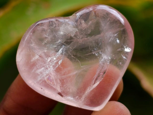 Polished Star Rose Quartz Hearts x 35 From Madagascar