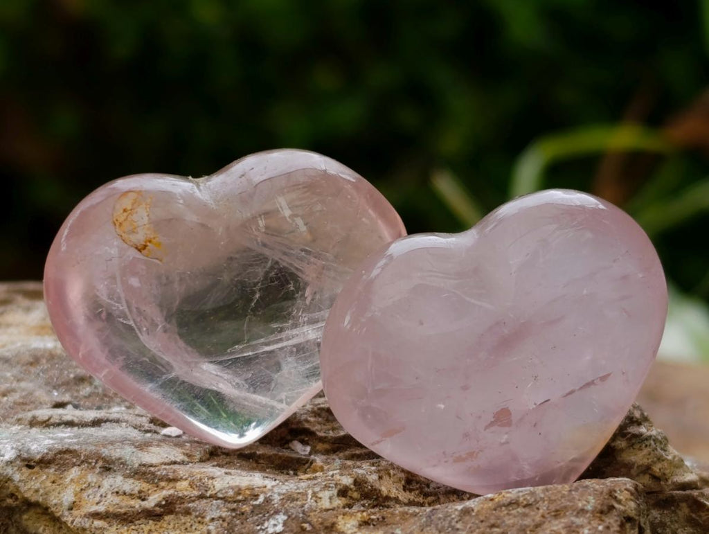 Polished Star Rose Quartz Hearts x 35 From Madagascar