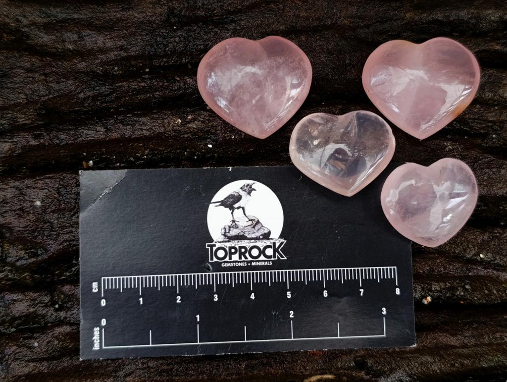 Polished Star Rose Quartz Hearts x 35 From Madagascar