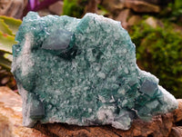 Natural Green Fluorite Cluster Specimens x 2 From Mandrosonoro, Madagascar