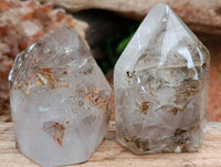 Polished Smokey Window Quartz Crystals x 6 From Madagascar