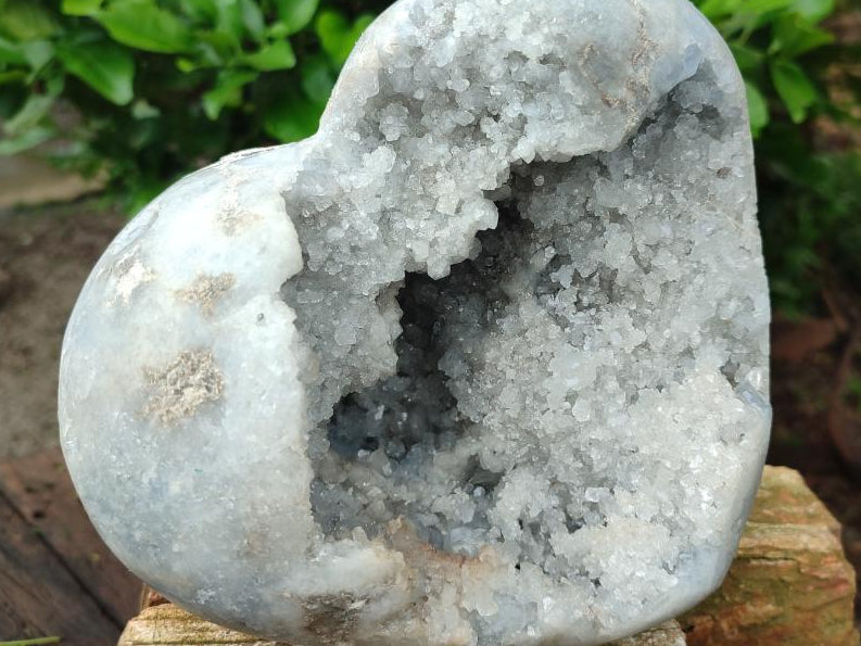 Polished Large Blue Celestite Heart Geode x 1 From Sakoany, Madagascar - Toprock Gemstones and Minerals 
