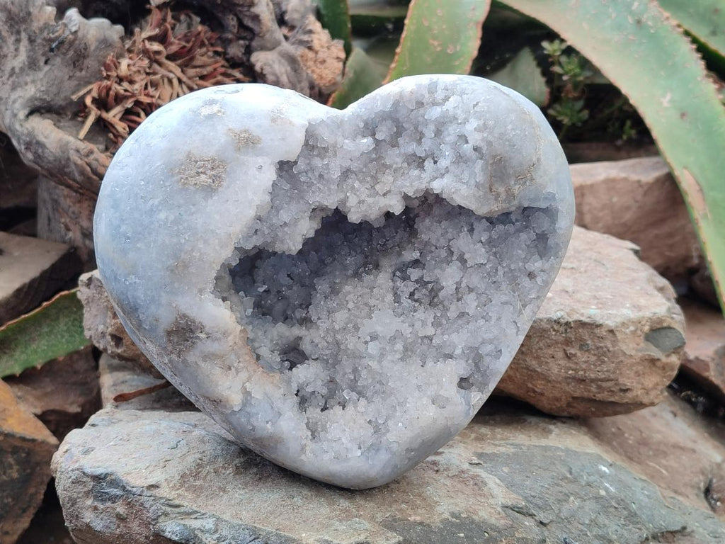 Polished Large Blue Celestite Heart Geode x 1 From Sakoany, Madagascar - Toprock Gemstones and Minerals 