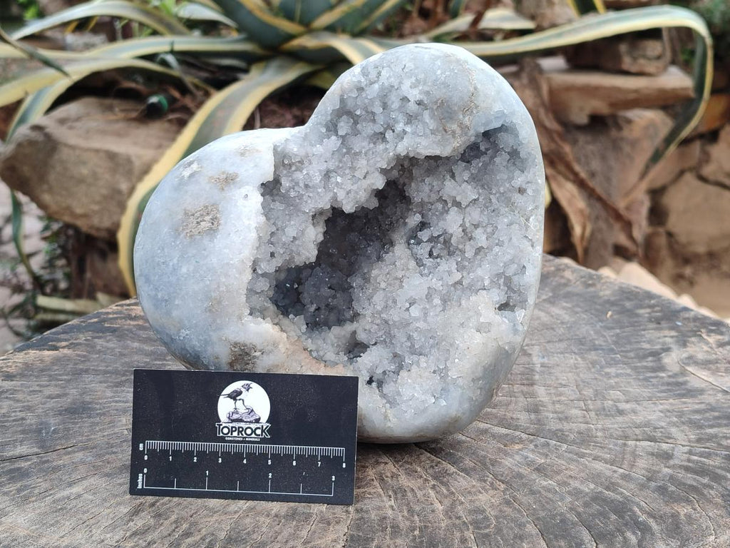 Polished Large Blue Celestite Heart Geode x 1 From Sakoany, Madagascar - Toprock Gemstones and Minerals 