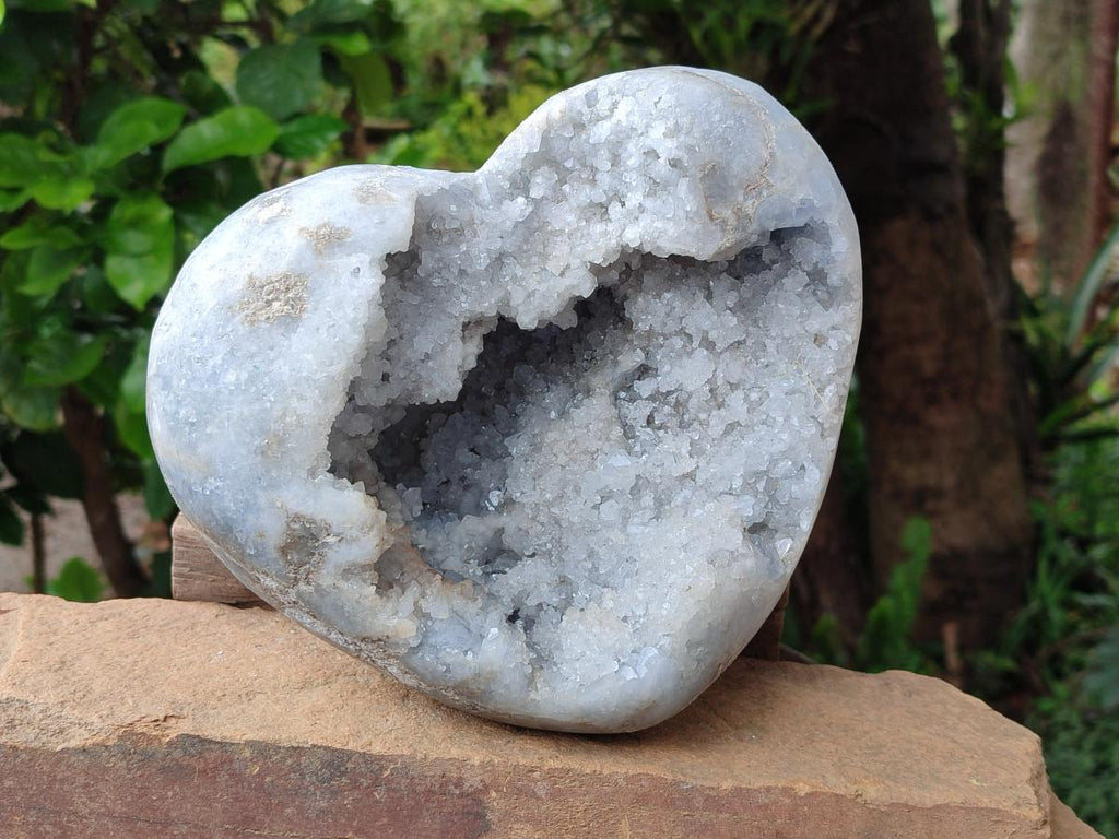 Polished Large Blue Celestite Heart Geode x 1 From Sakoany, Madagascar - Toprock Gemstones and Minerals 