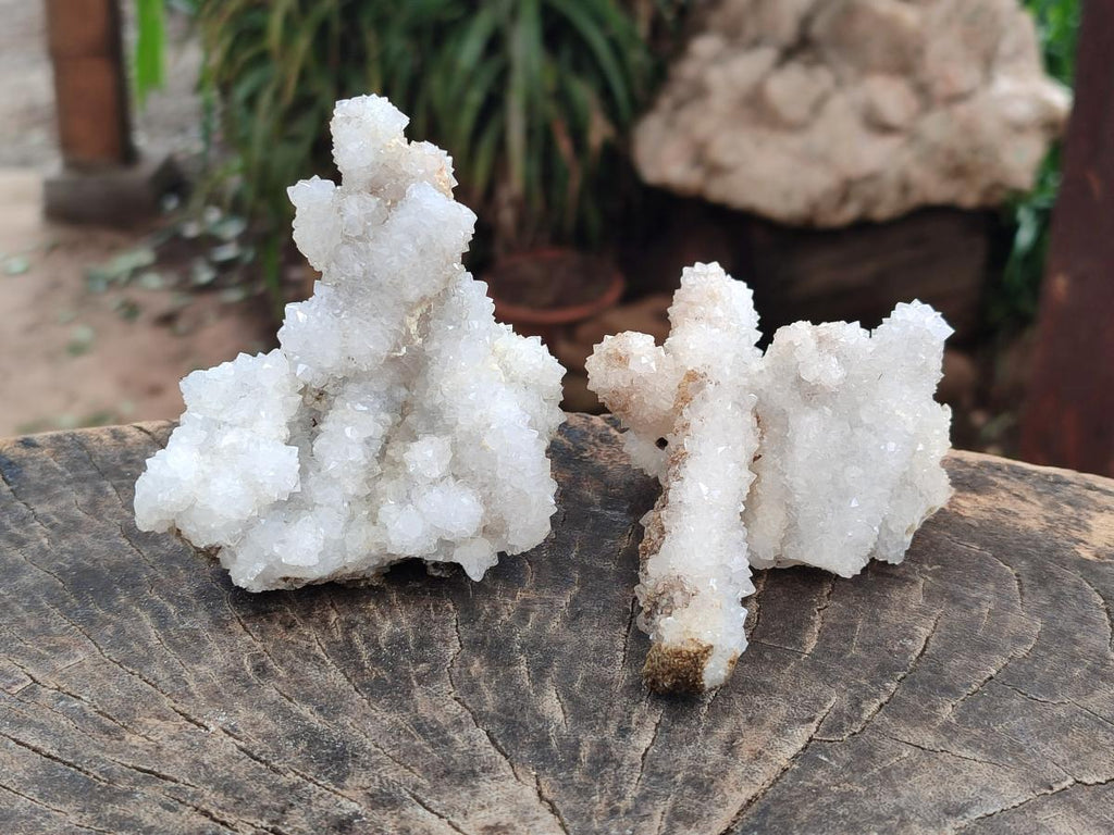 Natural Drusy Snow Finger Quartz Coated Clusters x 6 From Albert's Mountain, Lesotho