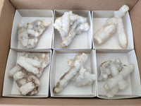 Natural Drusy Snow Finger Quartz Coated Clusters x 6 From Albert's Mountain, Lesotho