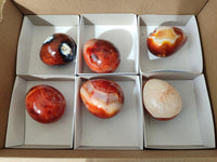 Polished Carnelian Agate Gemstone Eggs x 6 From Madagascar