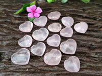 Polished Rose Quartz Mini Hearts x 35 From Madagascar