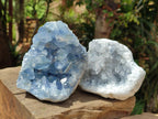 Polished Blue Celestite Geodes x 3 From Sakoany, Madagascar