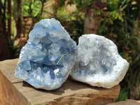 Polished Blue Celestite Geodes x 3 From Sakoany, Madagascar
