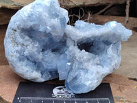 Polished Blue Celestite Geodes x 3 From Sakoany, Madagascar