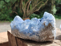 Polished Blue Celestite Geodes x 3 From Sakoany, Madagascar