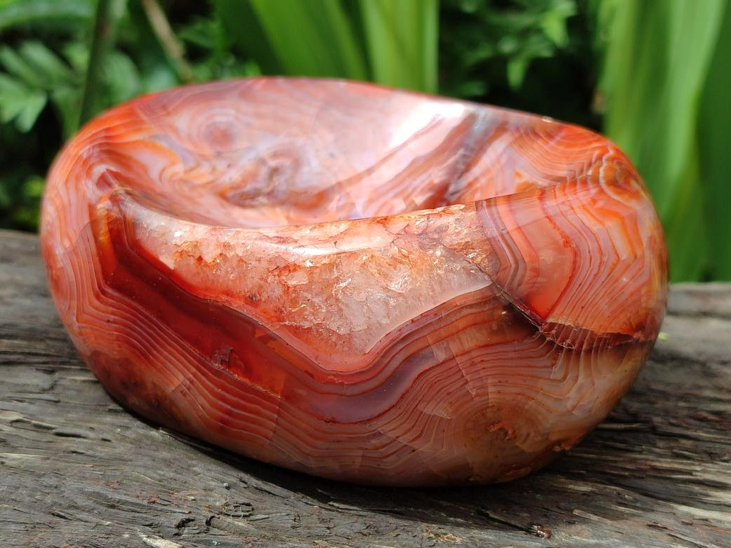 Polished Large Carnelian Agate Gemstone Bowls x 2 From Madagascar