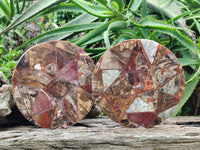 Hand Made Red Podocarpus Petrified Wood Conglomerate Plaque x 4 From Mahajanga, Madagascar