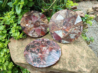 Hand Made Red Podocarpus Petrified Wood Conglomerate Plaque x 4 From Mahajanga, Madagascar