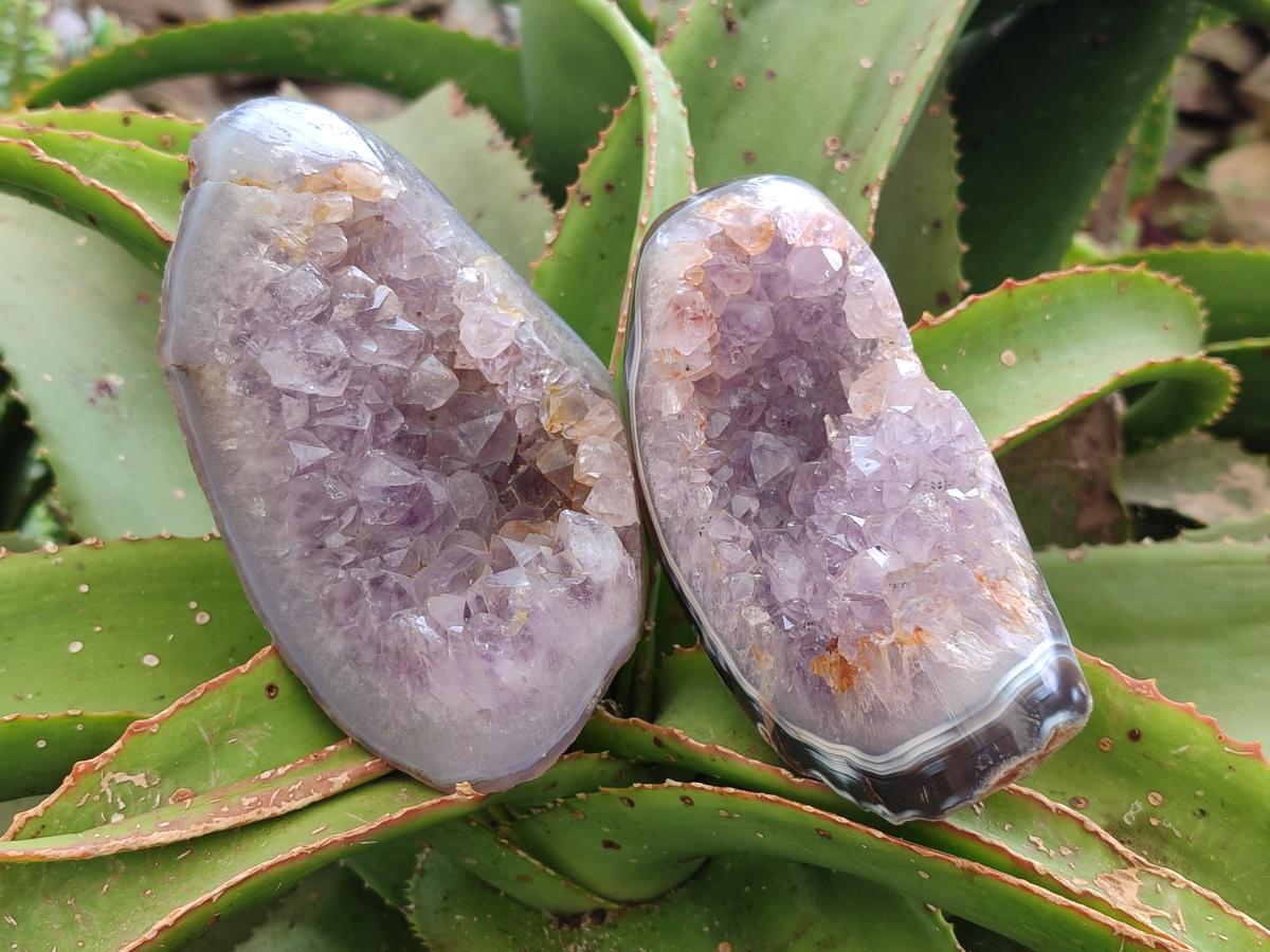 Polished Amethyst Agate Geodes x 3 From Maintirano, Madagascar