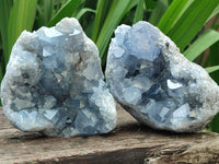 Natural Blue Celestite Geode Specimens x 3 From Sakoany, Madagascar