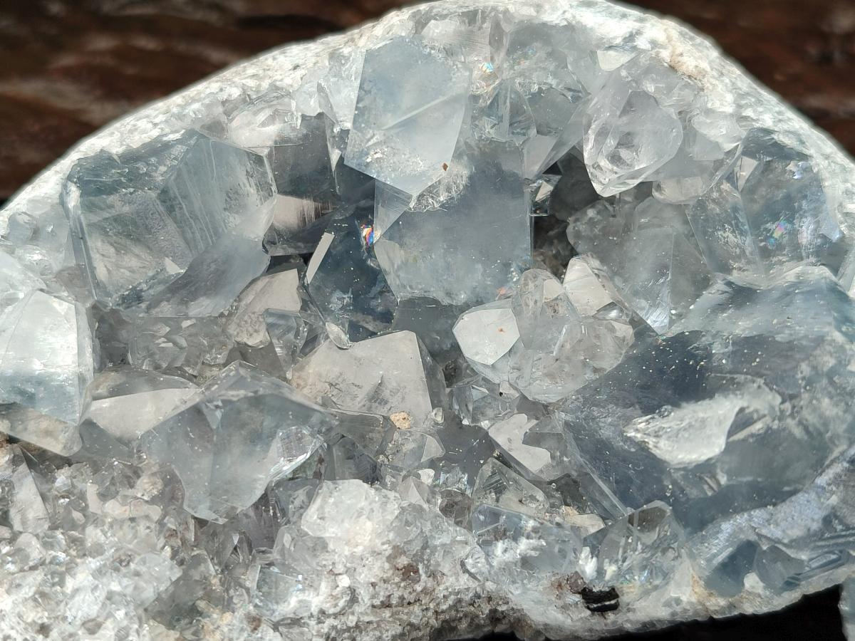Natural Blue Celestite Geode Specimens x 3 From Sakoany, Madagascar