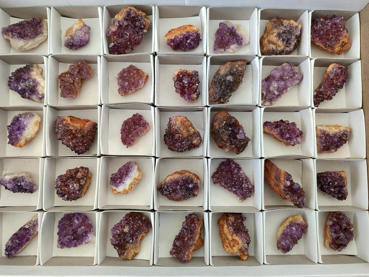 Natural Dark Purple Amethyst Quartz Crystal Plates x 35 From Boekenhouthoek, South Africa