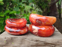 Polished Carnelian Agate Gemstone Bowls x 6 From Madagascar