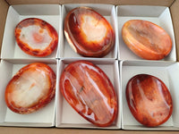 Polished Carnelian Agate Gemstone Bowls x 6 From Madagascar