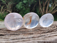 Polished Mix of Girasol and Rose Quartz Galets x 24 From Ambatondrazaka, Madagascar