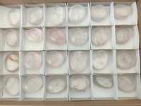 Polished Mix of Girasol and Rose Quartz Galets x 24 From Ambatondrazaka, Madagascar