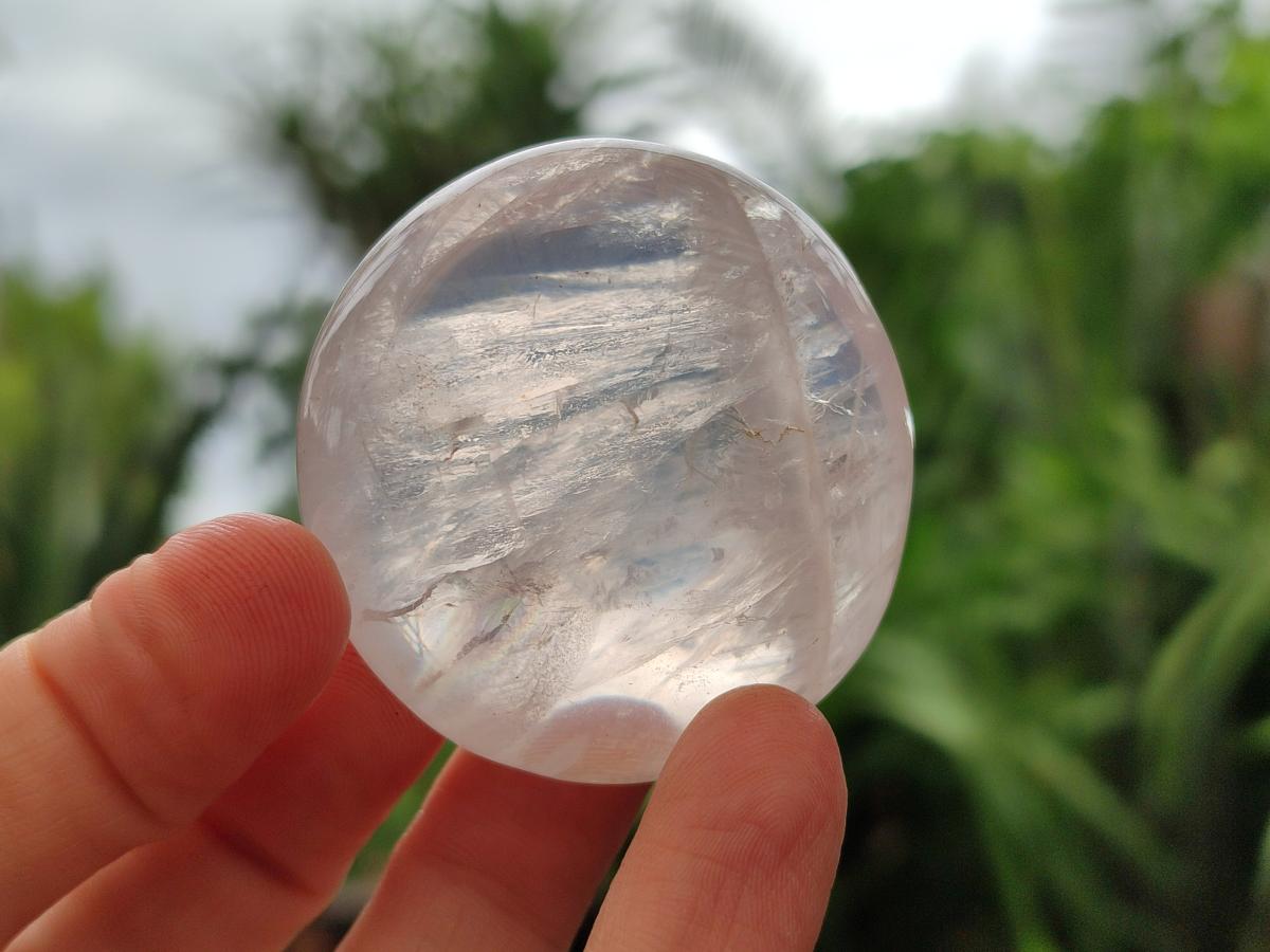 Polished Mix of Girasol and Rose Quartz Galets x 24 From Ambatondrazaka, Madagascar