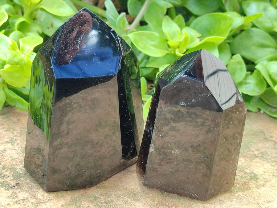 Polished Mix of Smokey and Morion Quartz Crystals x 6 From Madagascar