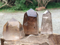 Polished Mix of Smokey and Morion Quartz Crystals x 6 From Madagascar