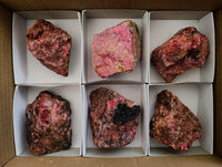 Natural Rhodonite Cobbed Specimens x 6 From Rhusinga, Zimbabwe