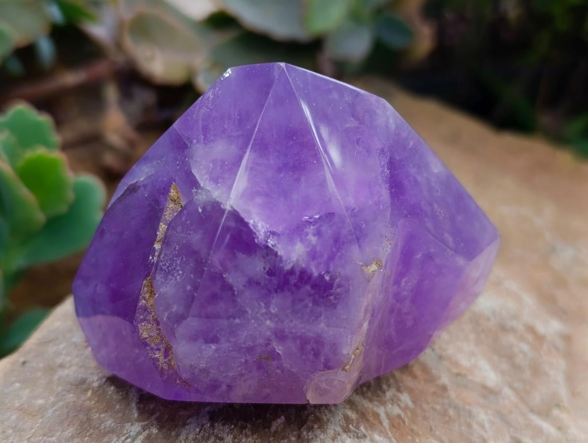 Polished Window Amethyst Crystals x 2 From Akansobe, Madagascar