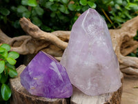 Polished Window Amethyst Crystals x 2 From Akansobe, Madagascar