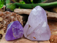 Polished Window Amethyst Crystals x 2 From Akansobe, Madagascar