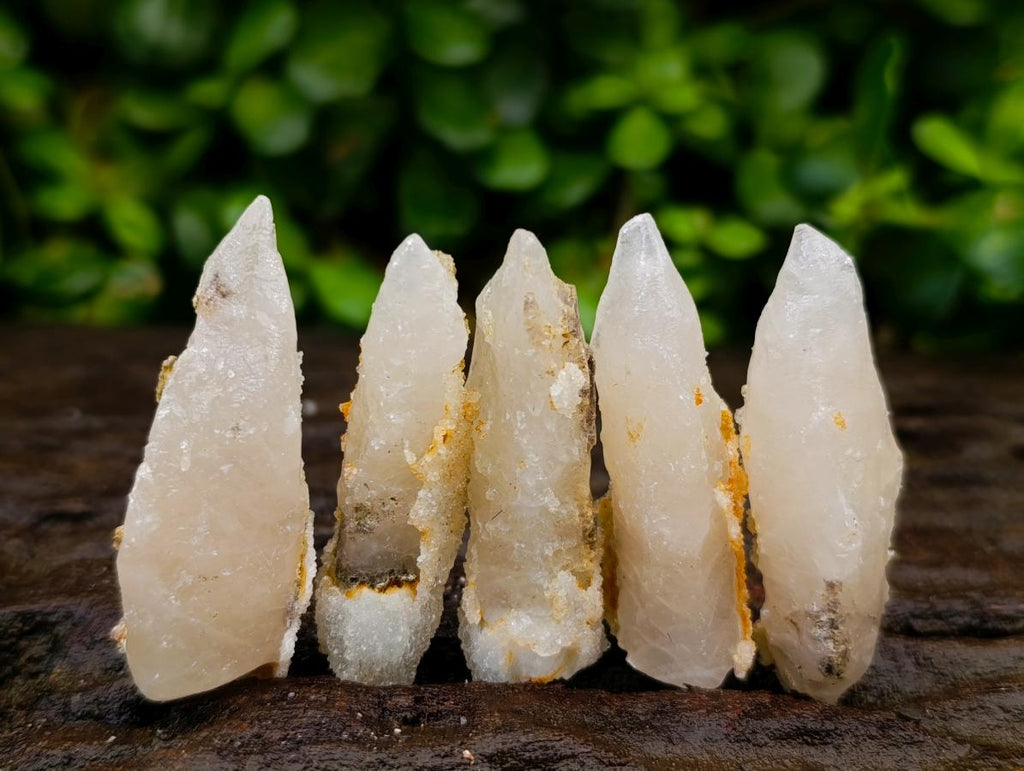 Natural Drusy Quartz Coated Spearhead Calcite Specimens x 35 From Albert's Mountain, Lesotho