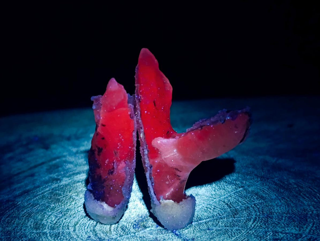 Natural Drusy Quartz Coated Spearhead Calcite Specimens x 35 From Albert's Mountain, Lesotho