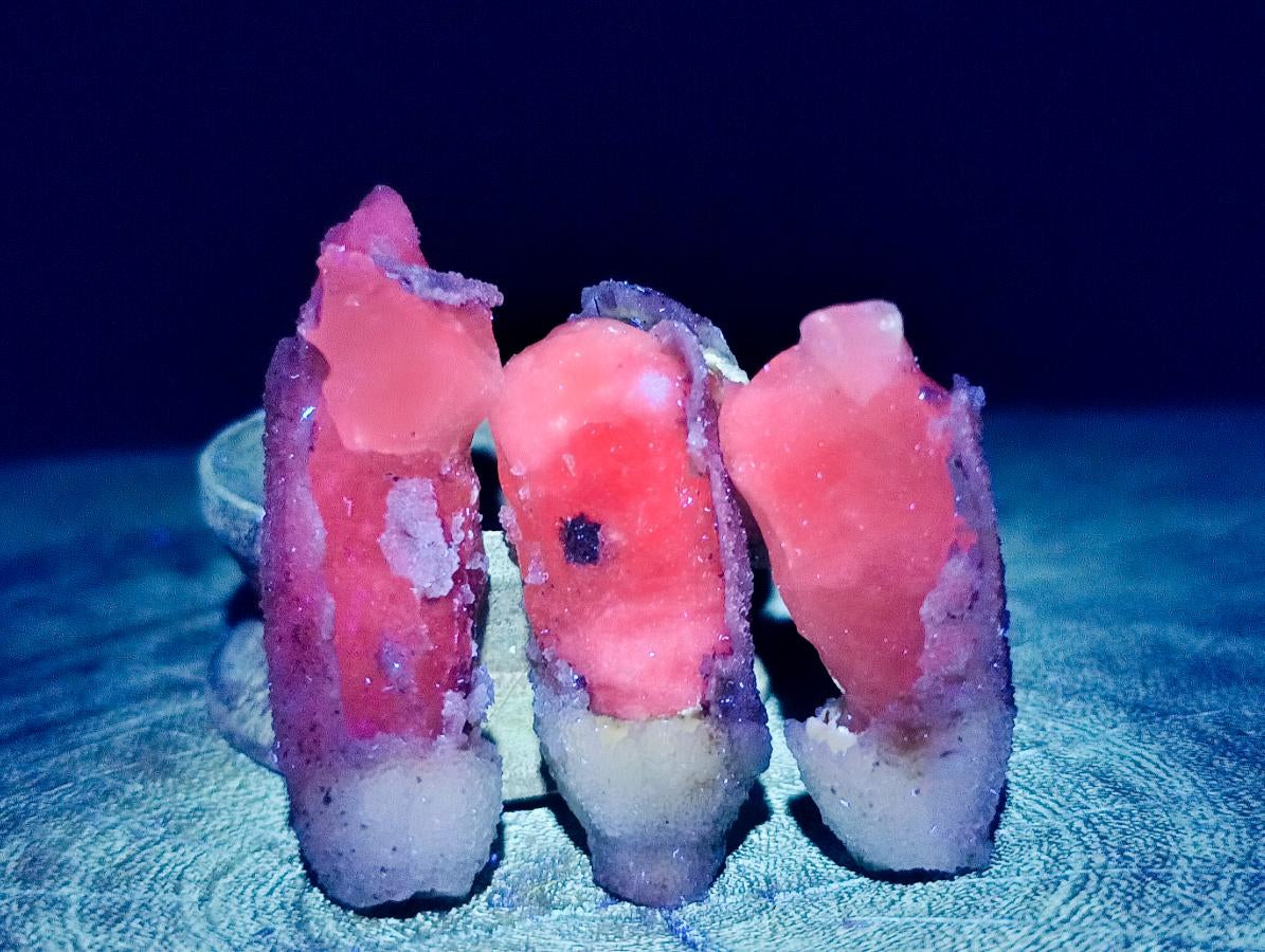 Natural Drusy Quartz Coated Spearhead Calcite Specimens x 35 From Albert's Mountain, Lesotho