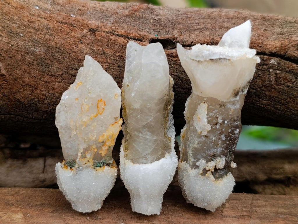 Natural Drusy Quartz Coated Spearhead Calcite Specimens x 35 From Albert's Mountain, Lesotho