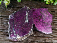 Polished On One Side Metallic Purpurite Specimens x 2 From Erongo, Namibia