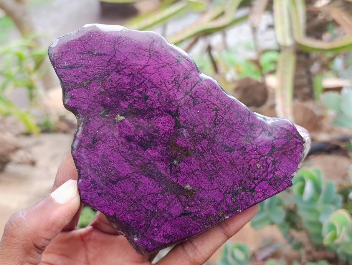 Polished On One Side Metallic Purpurite Specimens x 2 From Erongo, Namibia