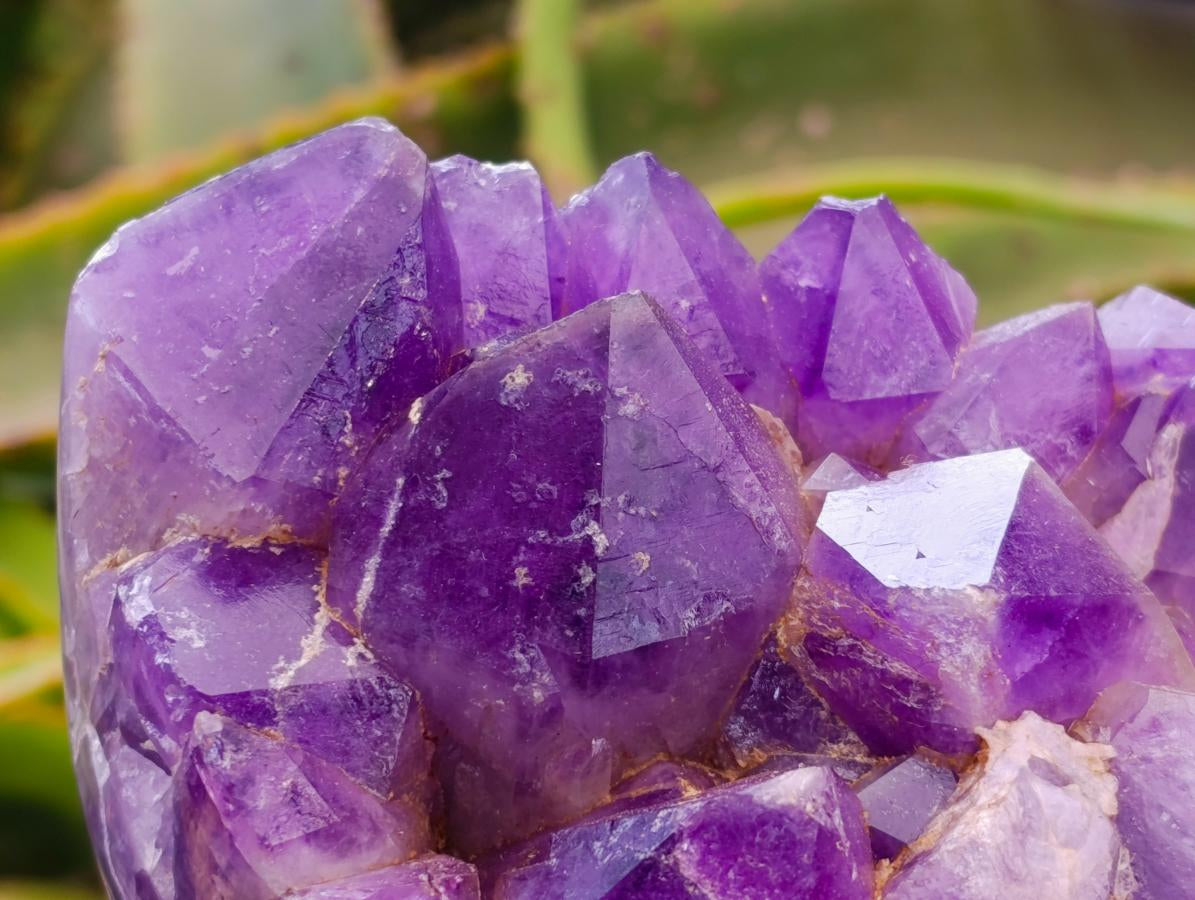 Polished Dark Purple Chevron Amethyst Clusters x 2 From Mapatizya, Zambia