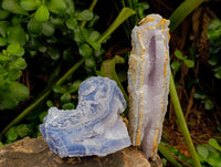 Natural Etched Blue Chalcedony Geodes x 4 From Nsanje, Malawi