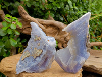 Natural Etched Blue Chalcedony Geodes x 4 From Nsanje, Malawi