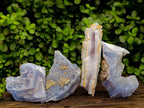 Natural Etched Blue Chalcedony Geodes x 4 From Nsanje, Malawi - Toprock Gemstones and Minerals 