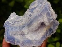 Natural Etched Blue Chalcedony Geodes x 4 From Nsanje, Malawi