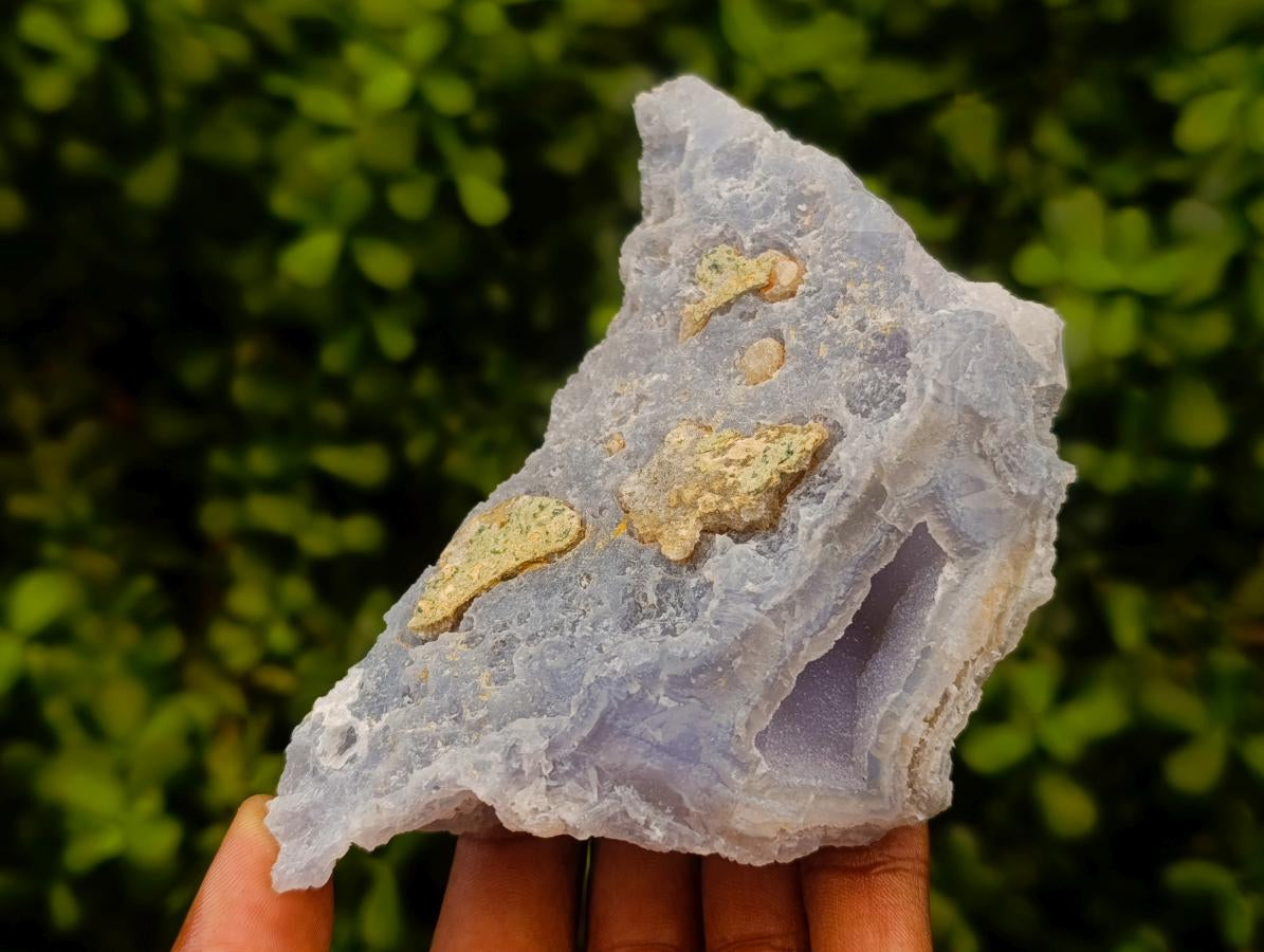 Natural Etched Blue Chalcedony Geodes x 4 From Nsanje, Malawi